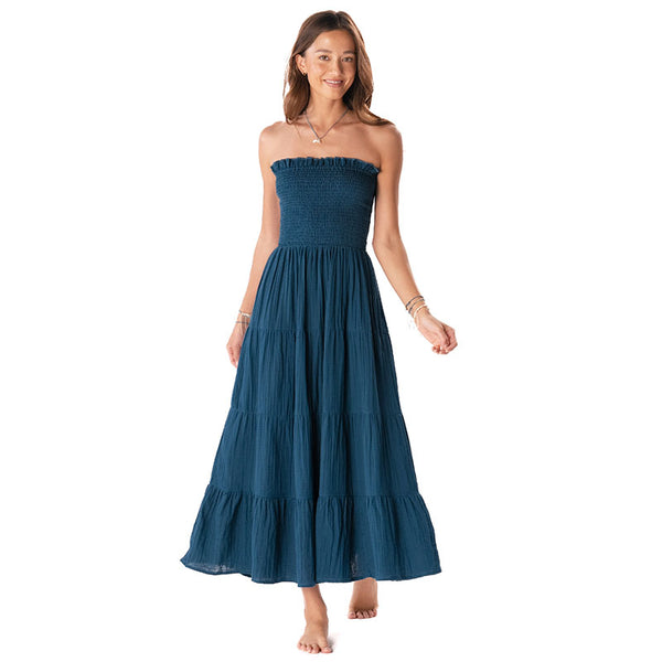 mai tai maxi dress Deep Teal Cotton Mai Tai Maxi Dress