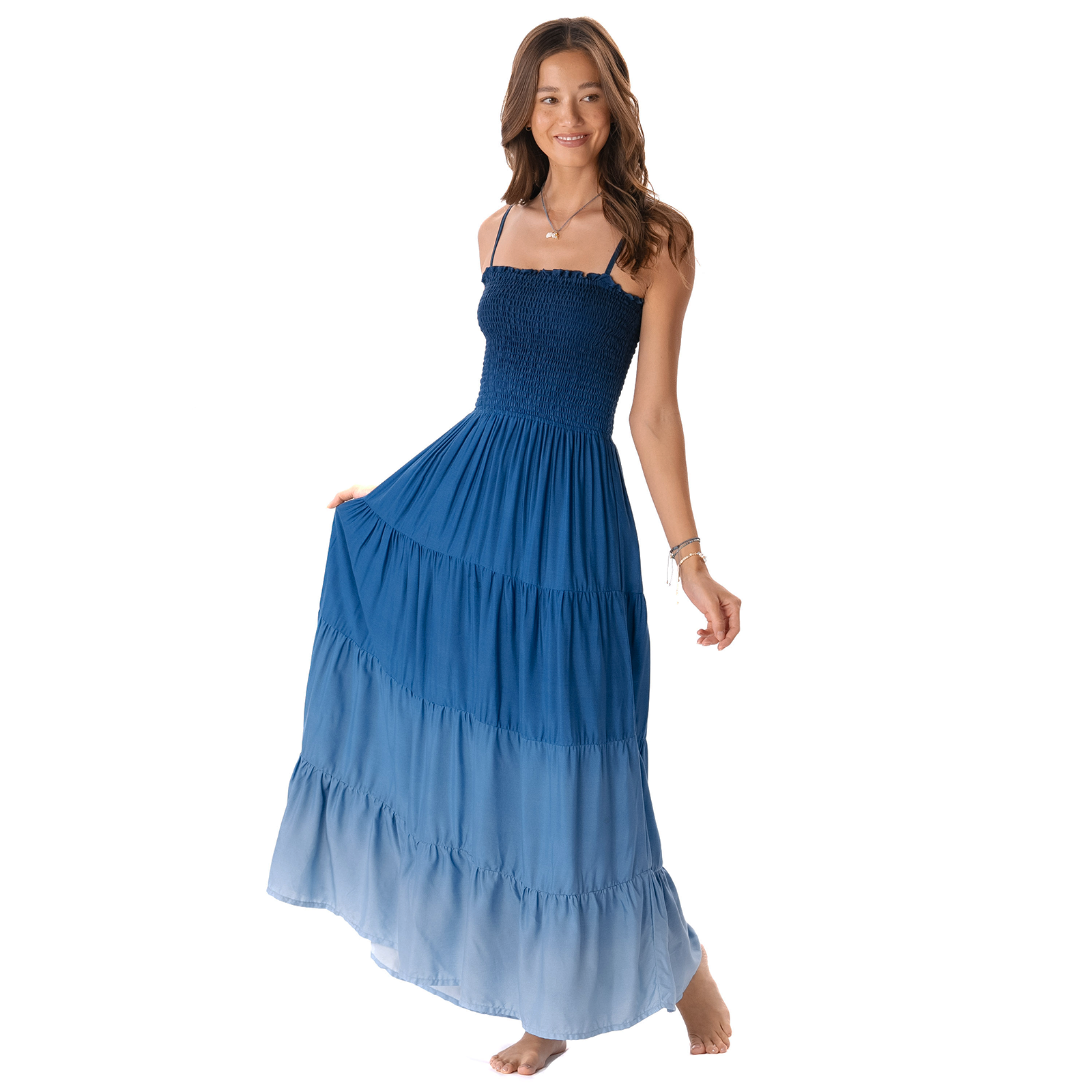 Lotus and Luna Ocean Mist Rayon Mai Tai Maxi Dress, Ocean Mist / Large Lotus and Luna Ocean Mist Rayon Mai Tai Maxi Dress, Ocean Mist / Large