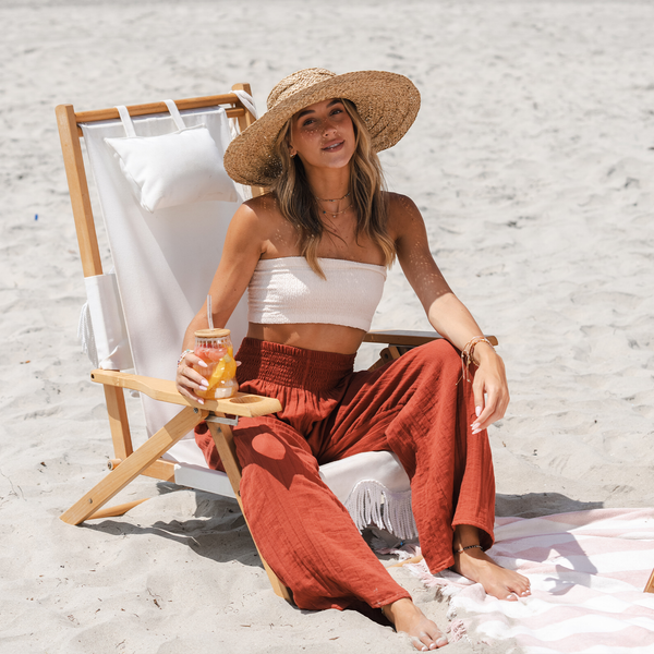 Seaside Spice Wide Leg Cotton Pants - LotusAndLuna
