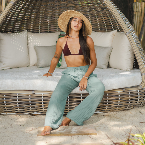 Sage Cotton Cabana Pants - LotusAndLuna
