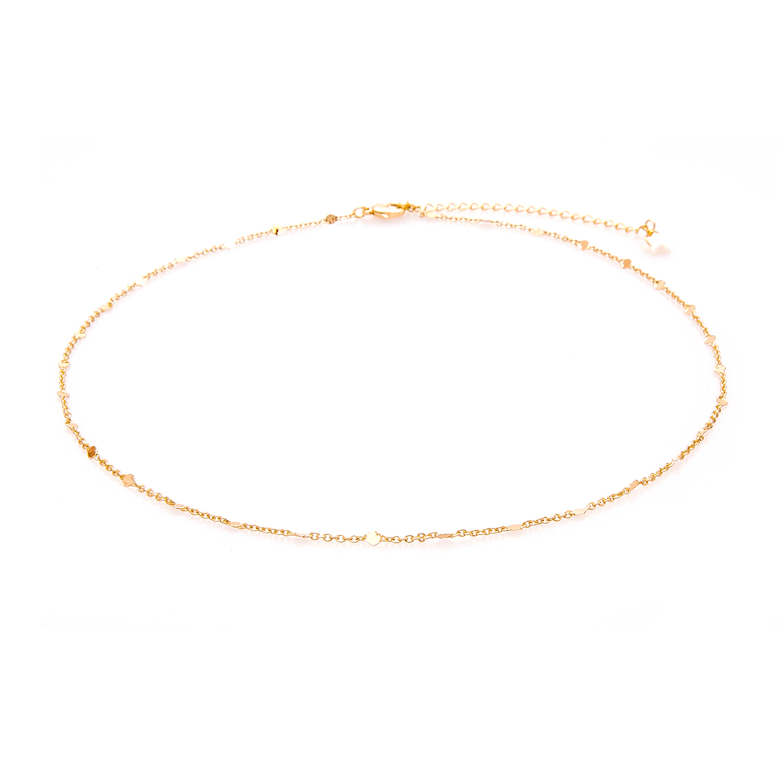 A dainty gold chain necklace