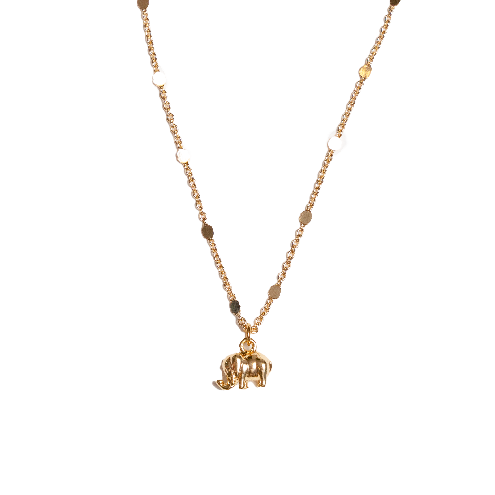 Gold Chain Elephant Necklace Made in Thailand by Lotus and Luna