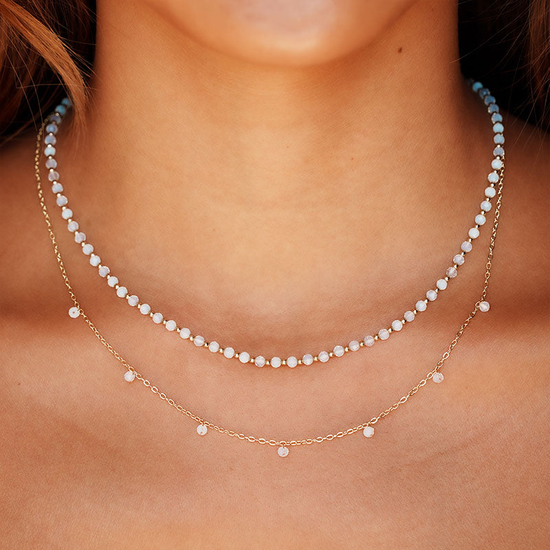 3mm Moonstone Dewdrop Necklace