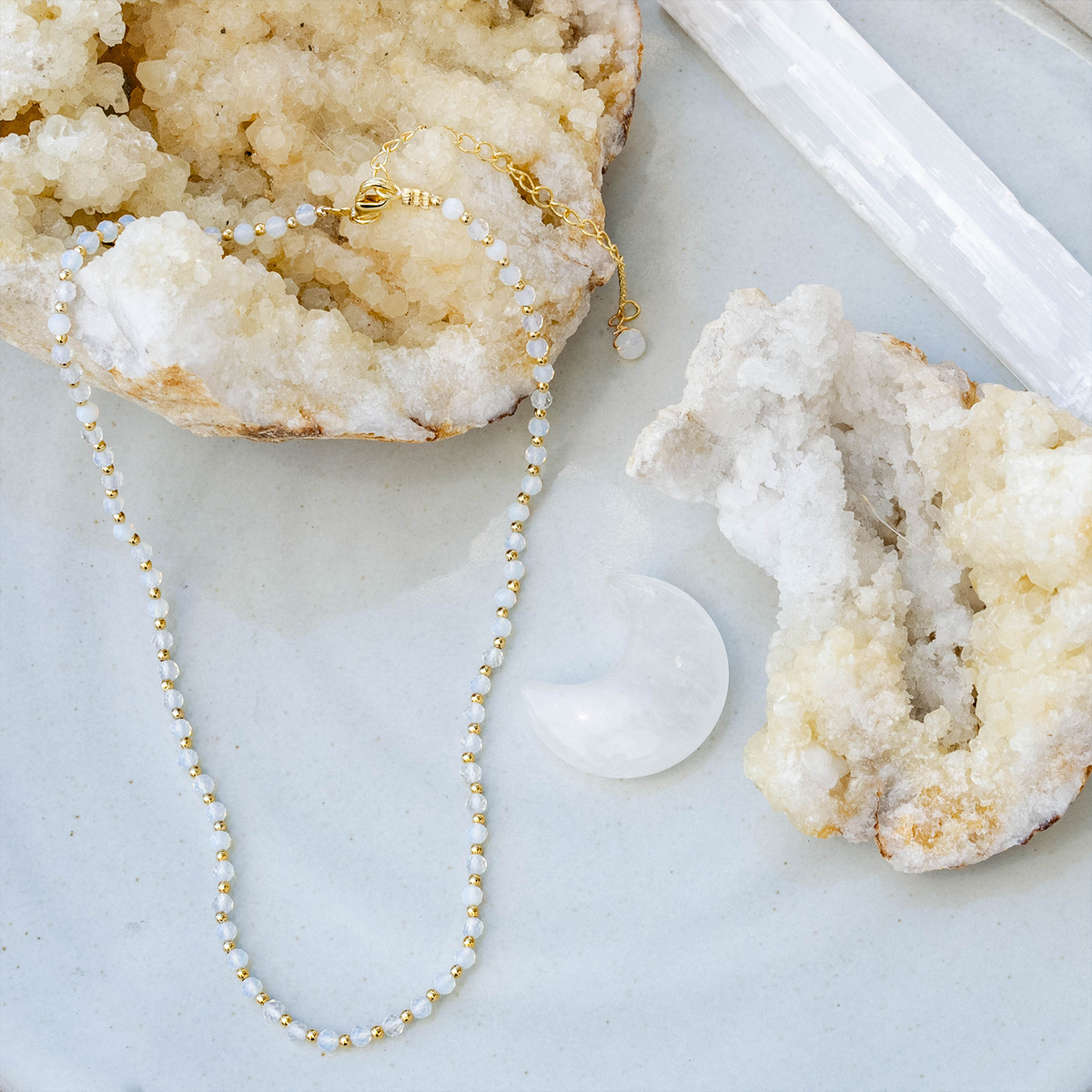 3mm Moon Dancer + 3mm Moonstone Dewdrop Stack