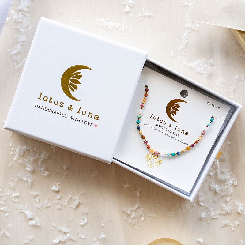 Master Healer + Golden Spirit Crescent Necklace Stack