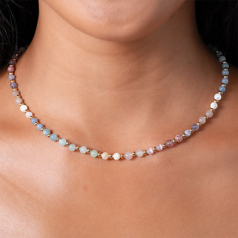 Free Spirit 4mm Healing Necklace, on neck
