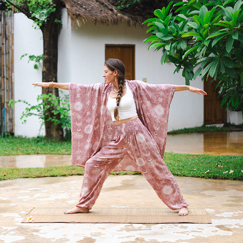 Dusty Rose Lotus Moon Harem Pants