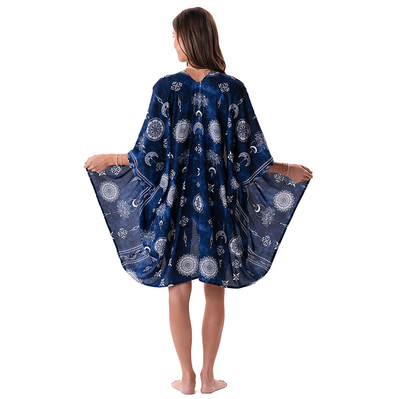 Nightfall Blue Lotus Moon Kimono