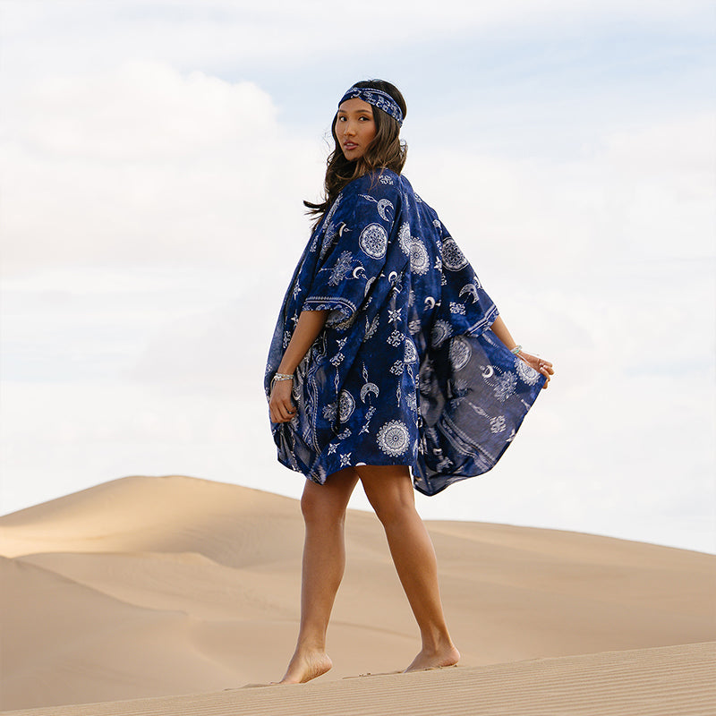 Nightfall Blue Lotus Moon Kimono