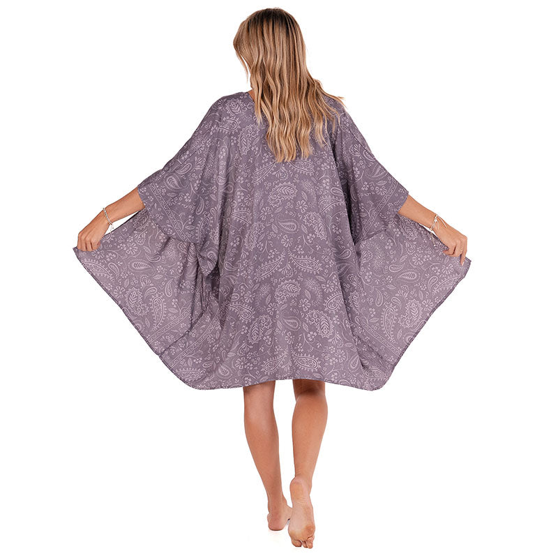 Frosted Plum Paisley Kimono