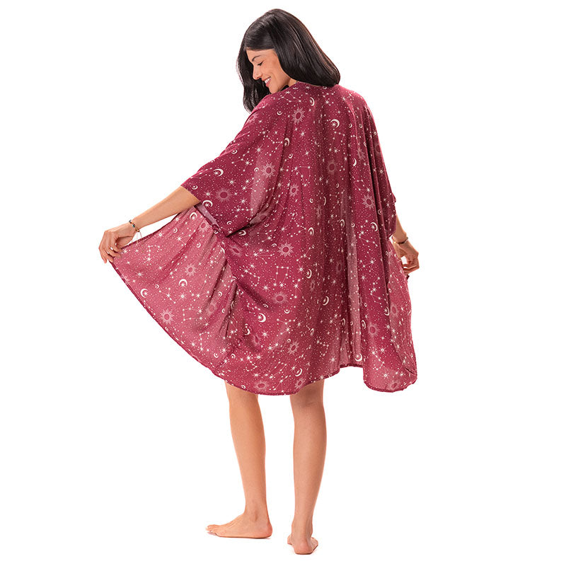 Cranberry Starry Night Kimono