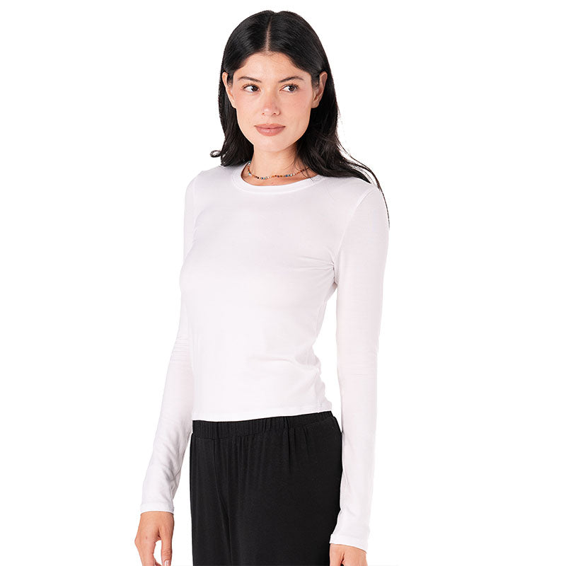 White Modal Halo Long Sleeve Top, side