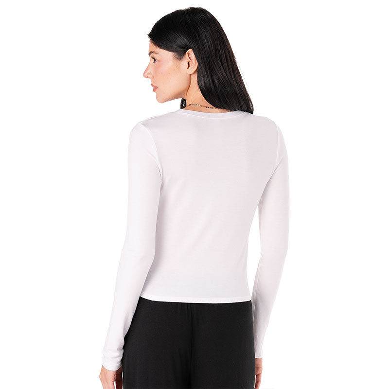 White Modal Halo Long Sleeve Top, back
