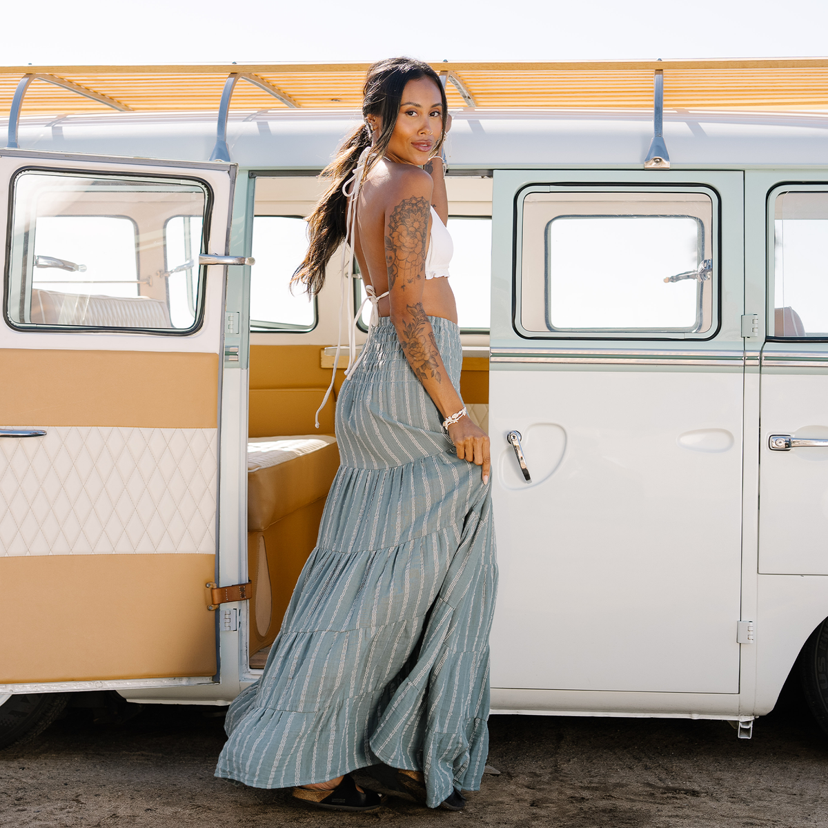 Sage Sailor Stripe Sundrift Skirt