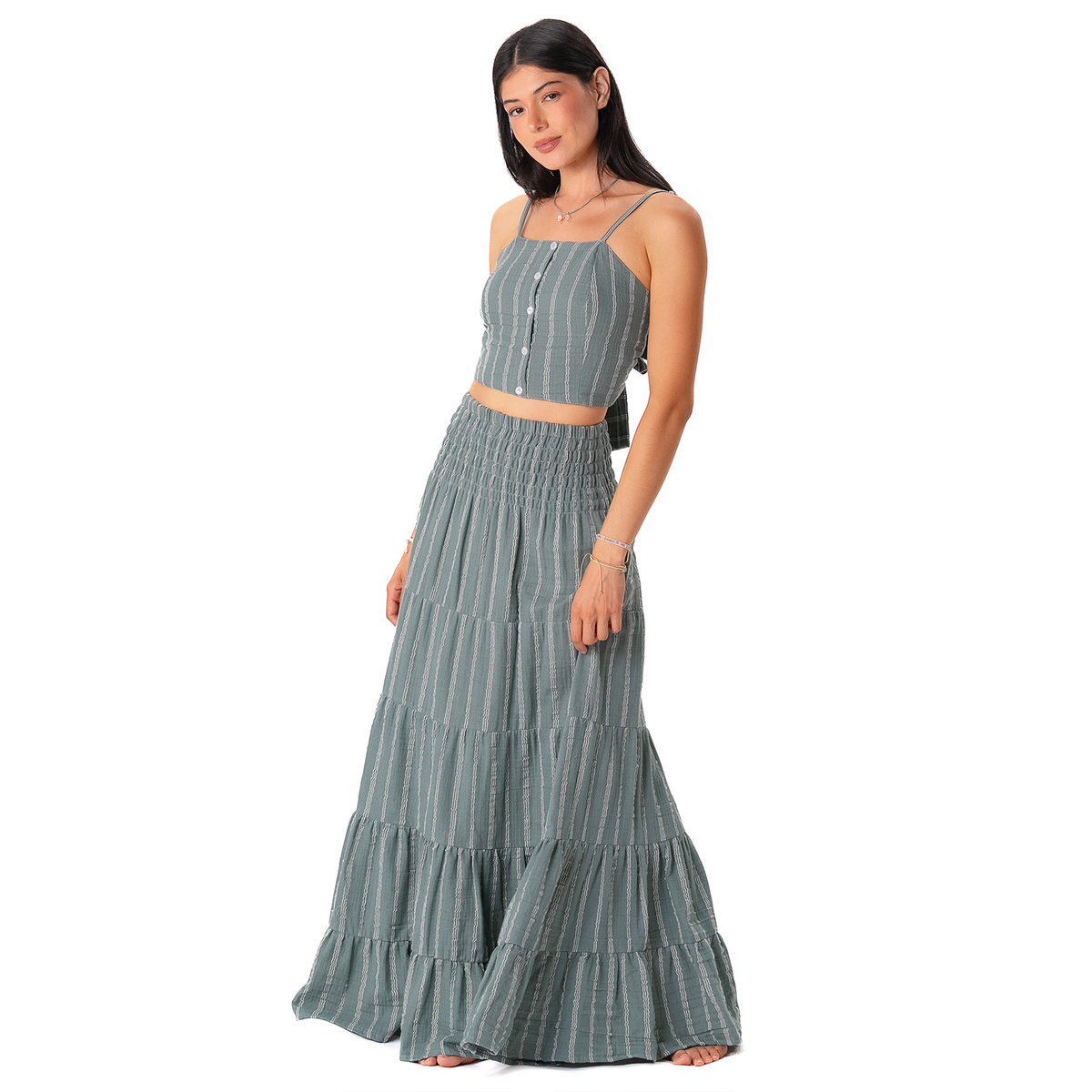Sage Sailor Stripe Sundrift Skirt