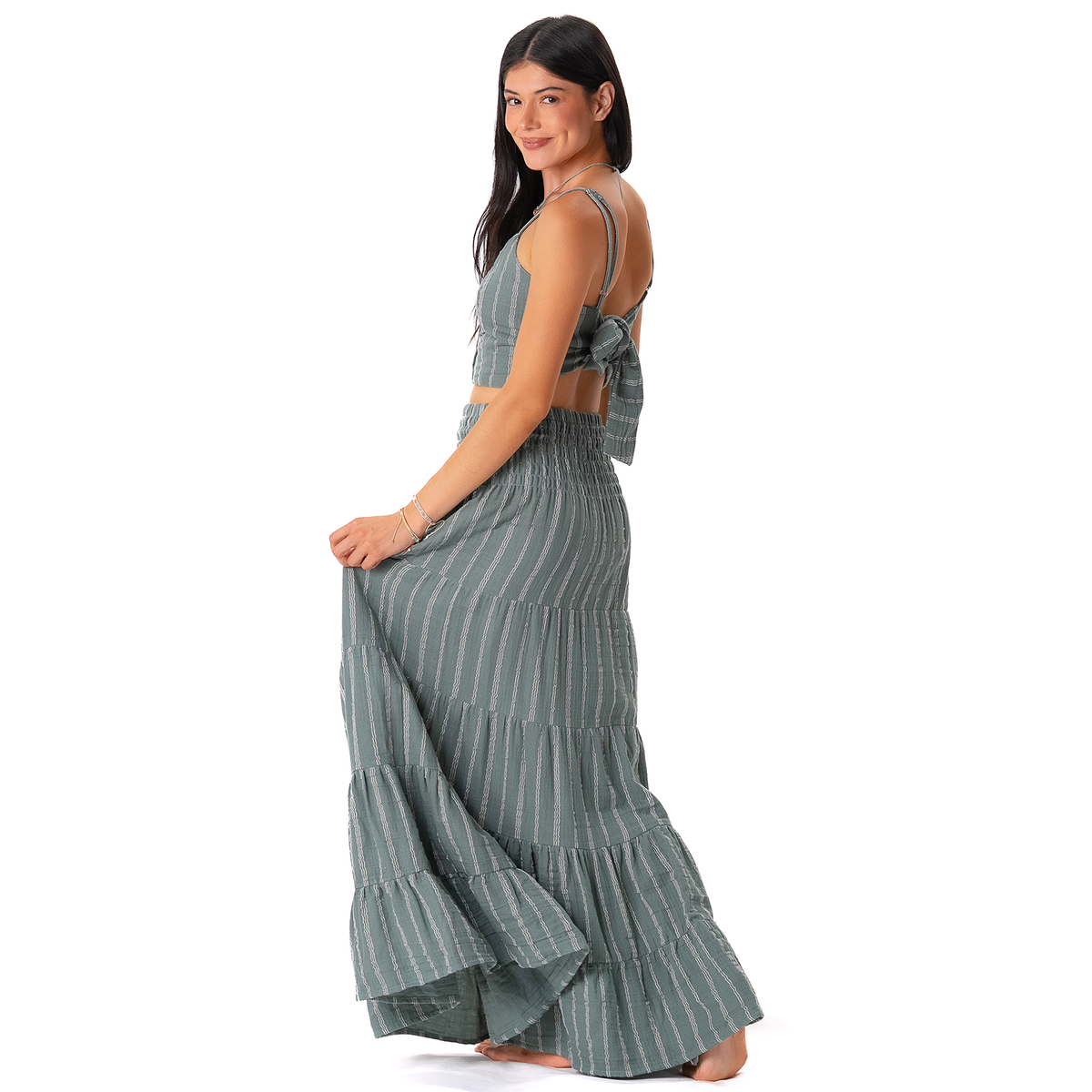 Sage Sailor Stripe Sundrift Skirt