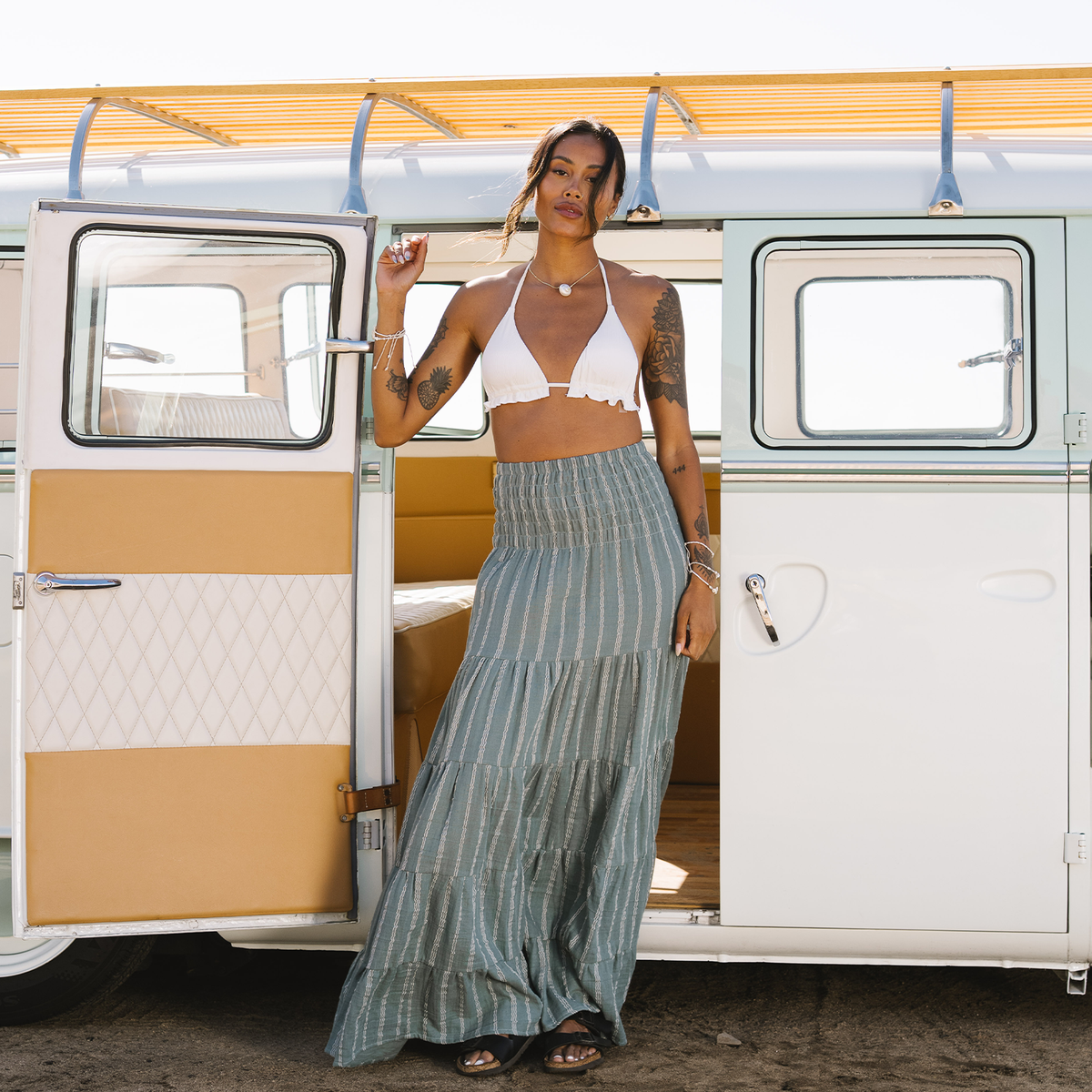 Sage Sailor Stripe Sundrift Skirt