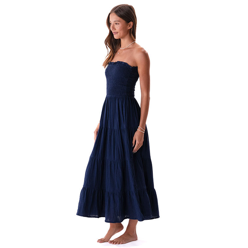 Oxford Cotton Mai Tai Strapless Maxi Dress