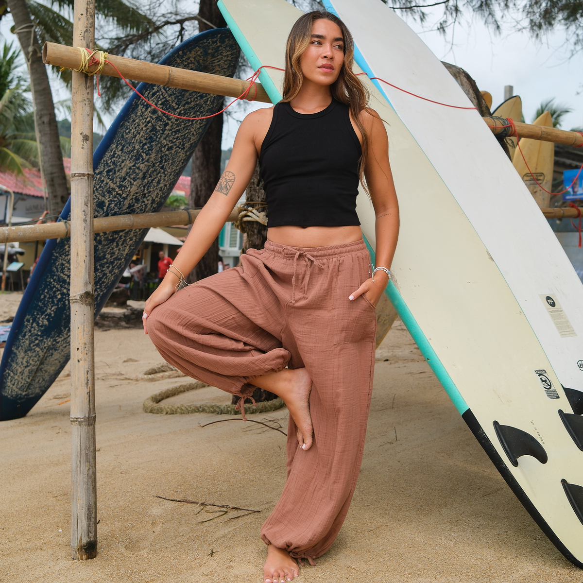 Black Cropped Rio Racerback Ribbed Tank