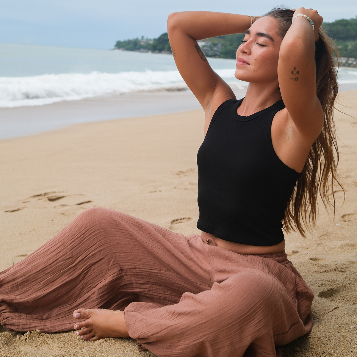 Black Cropped Rio Racerback Ribbed Tank