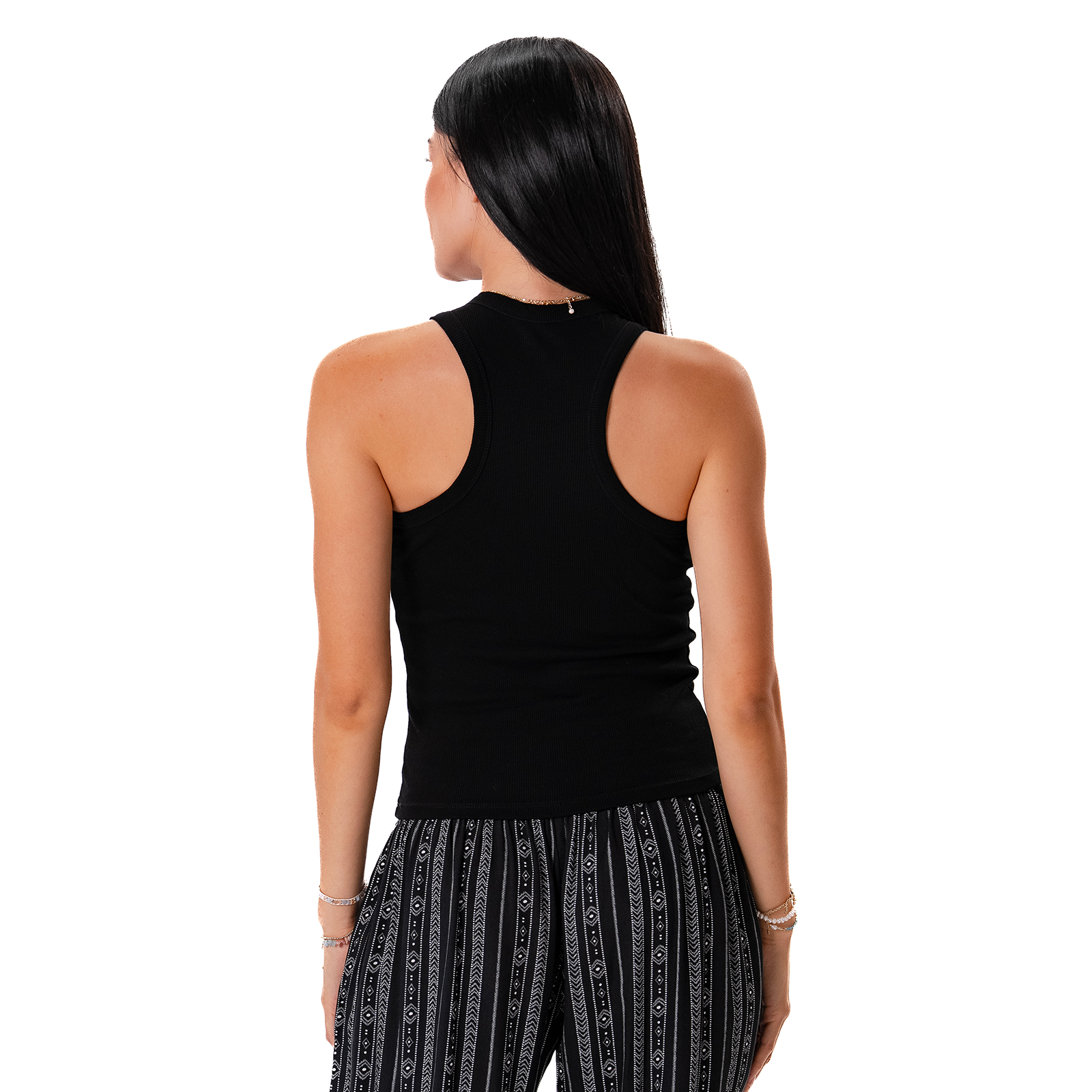 Race Back Rib Tank Black Full Length Racerback Tank | Lotus and Luna - LotusAndLuna