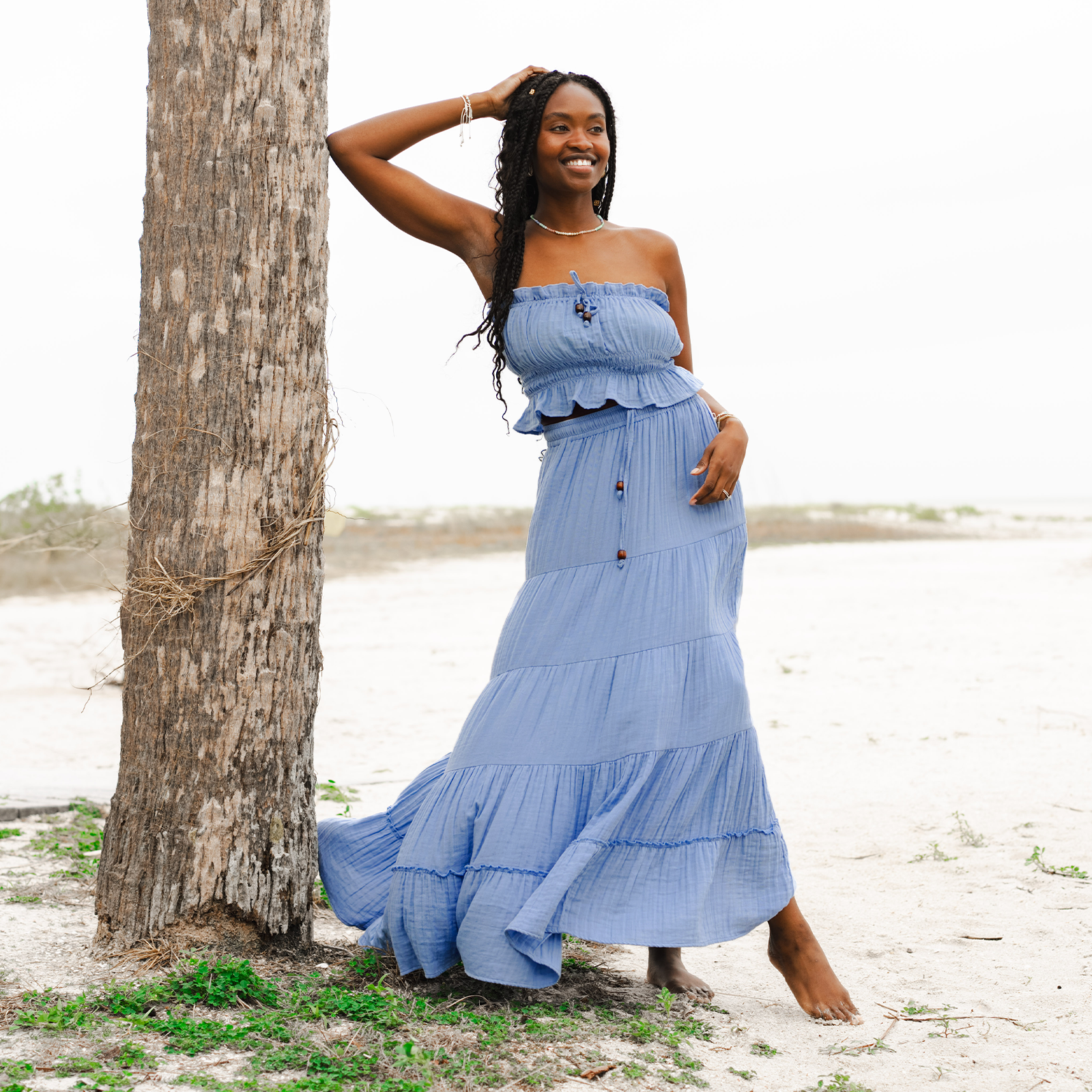 Denim Blue Coastal Tube Top & Shipwrecked Maxi Skirt Set