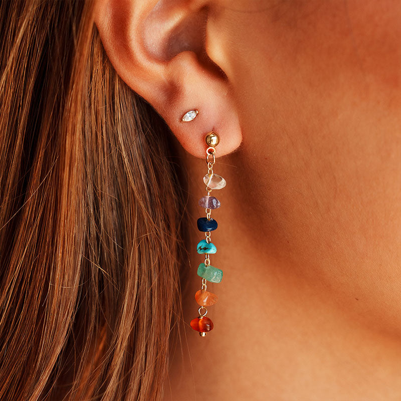 7 Chakras Raw Stone Earrings