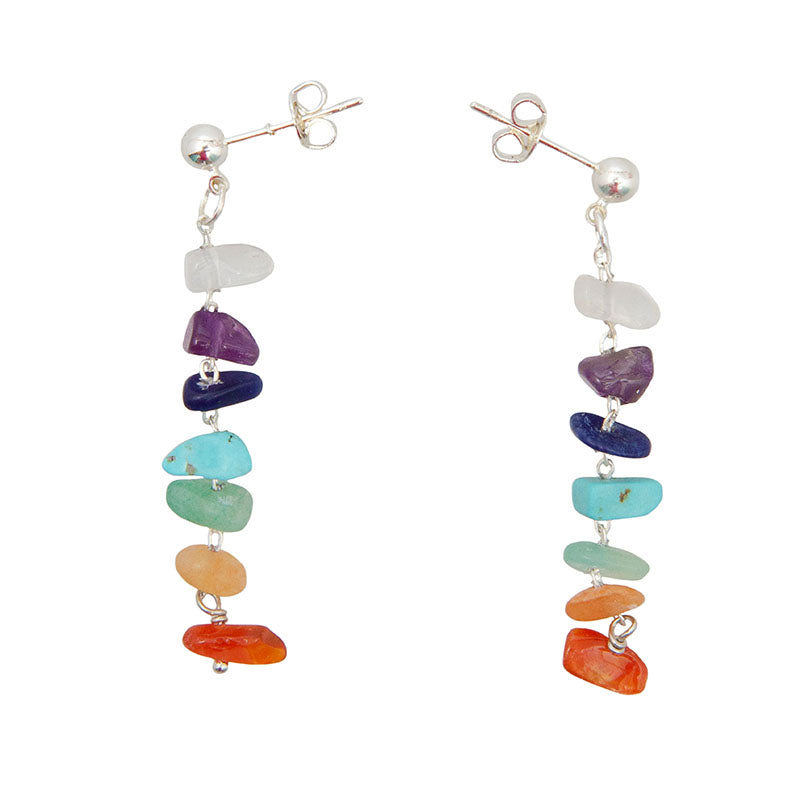 7 Chakras Raw Stone Earrings