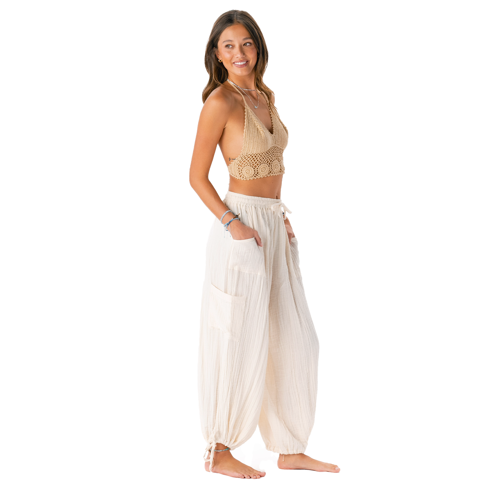 Cream Adventure Cargo Pants | Lotus and Luna - LotusAndLuna