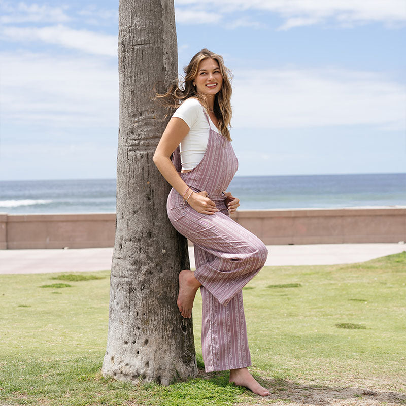 Mauve Tribal Stripe Rayon Nomad Jumpsuit