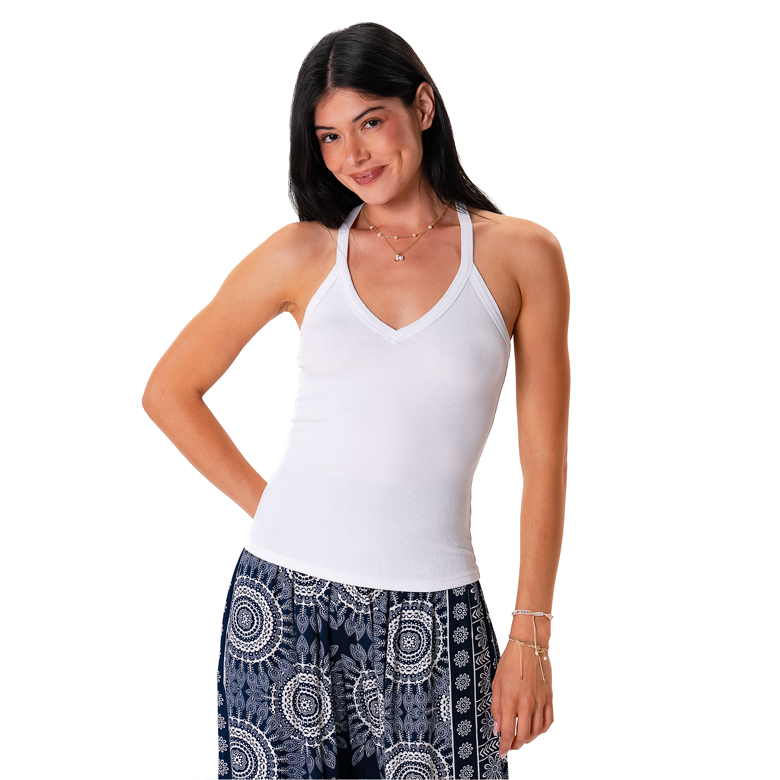 White Riviera Tank, front