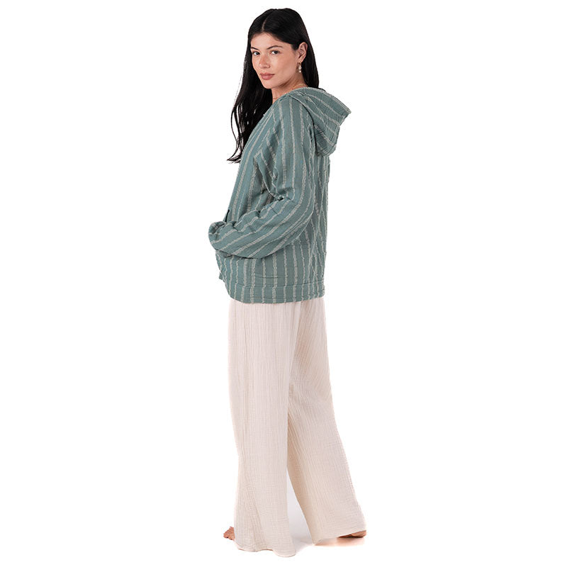 Sage Sailor Stripe Baja Pullover