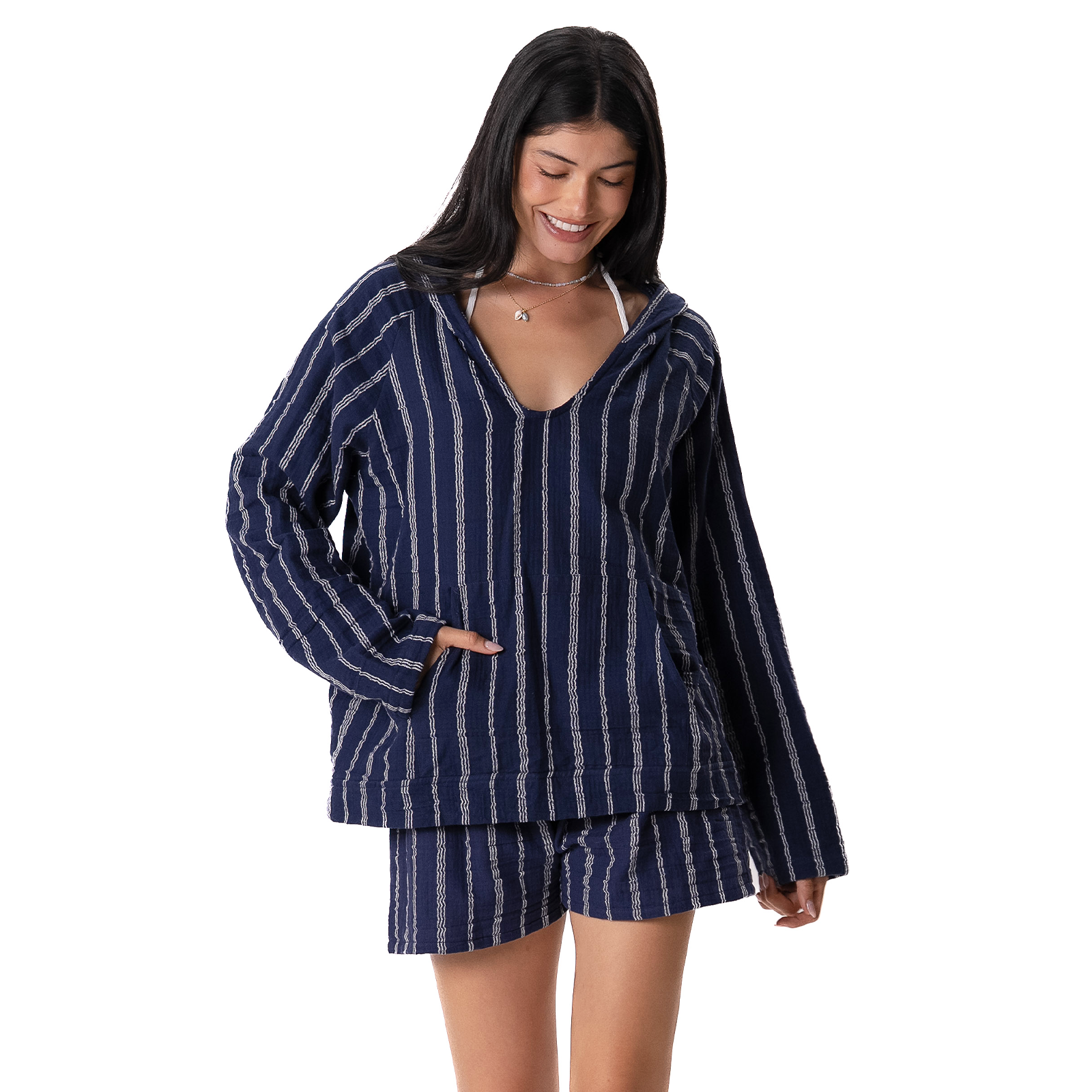 Navy Sailor Stripe Baja Pullover