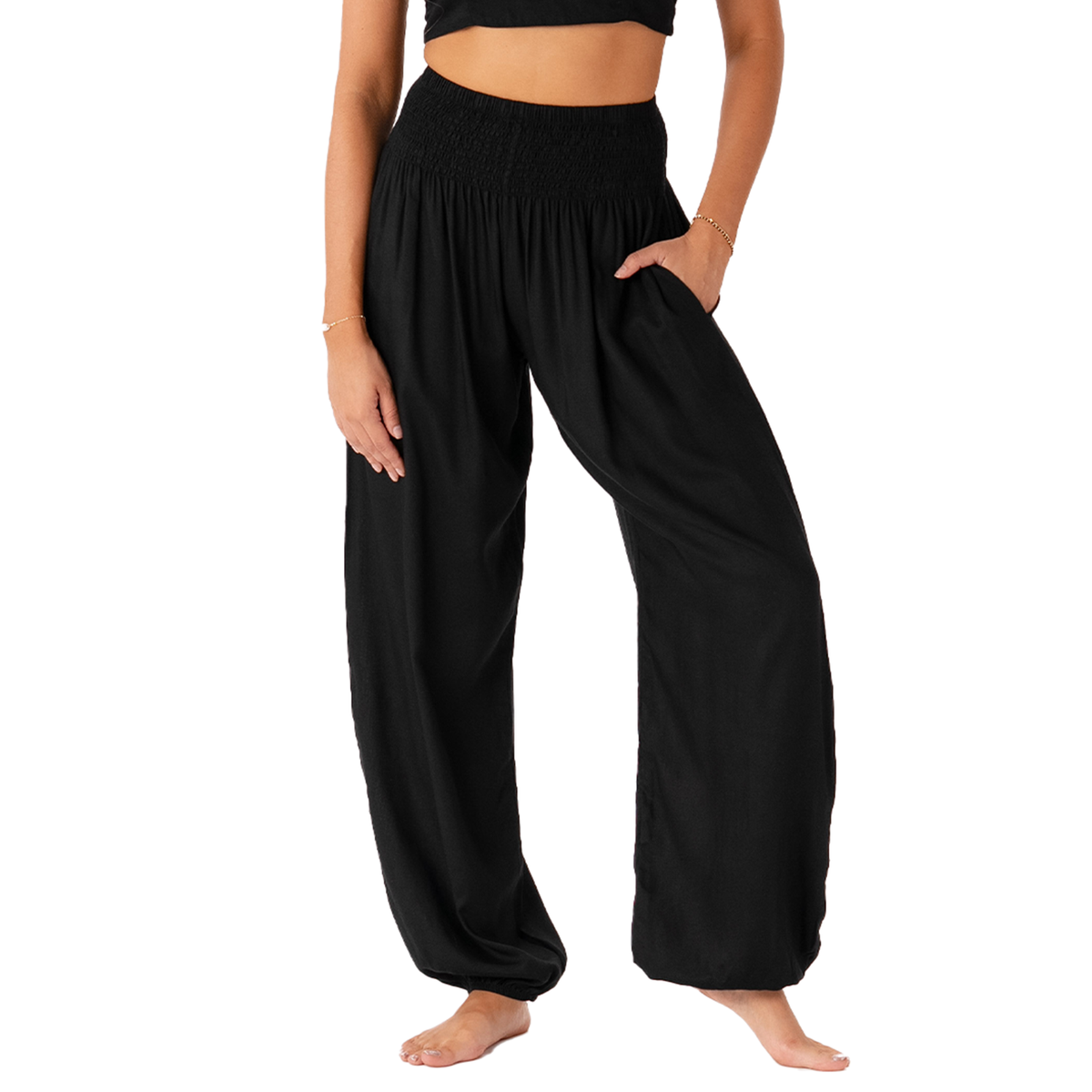 Pantaloni harem da donna, estivi, da donna, con fessura, a Pantaloni harem da donna, estivi, da donna, con fessura, a