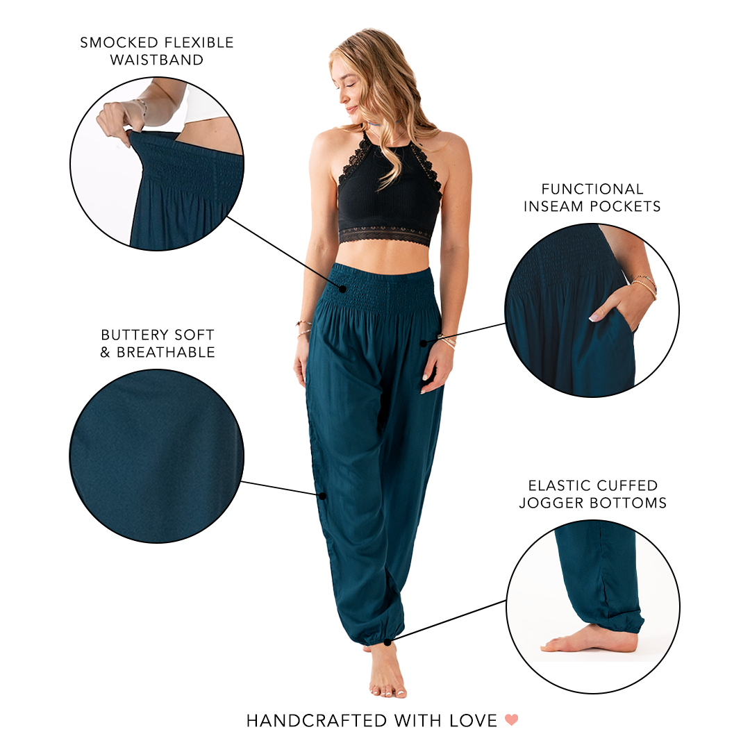 Deep Teal Harem Pants | Lotus and Luna - LotusAndLuna