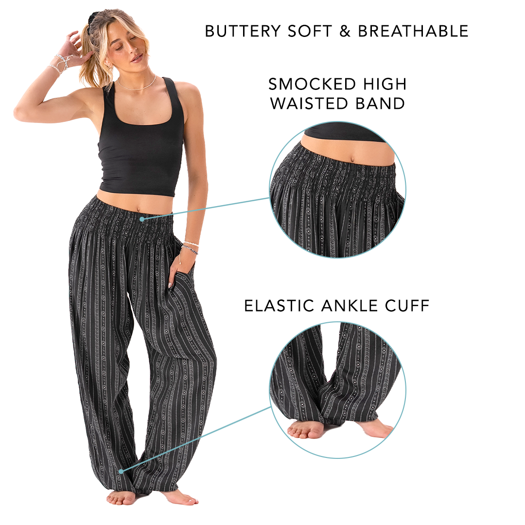 Lotus And Luna | Pants & Jumpsuits | Lotus And Luna Black And Gray Sahara Harem Pants Sm