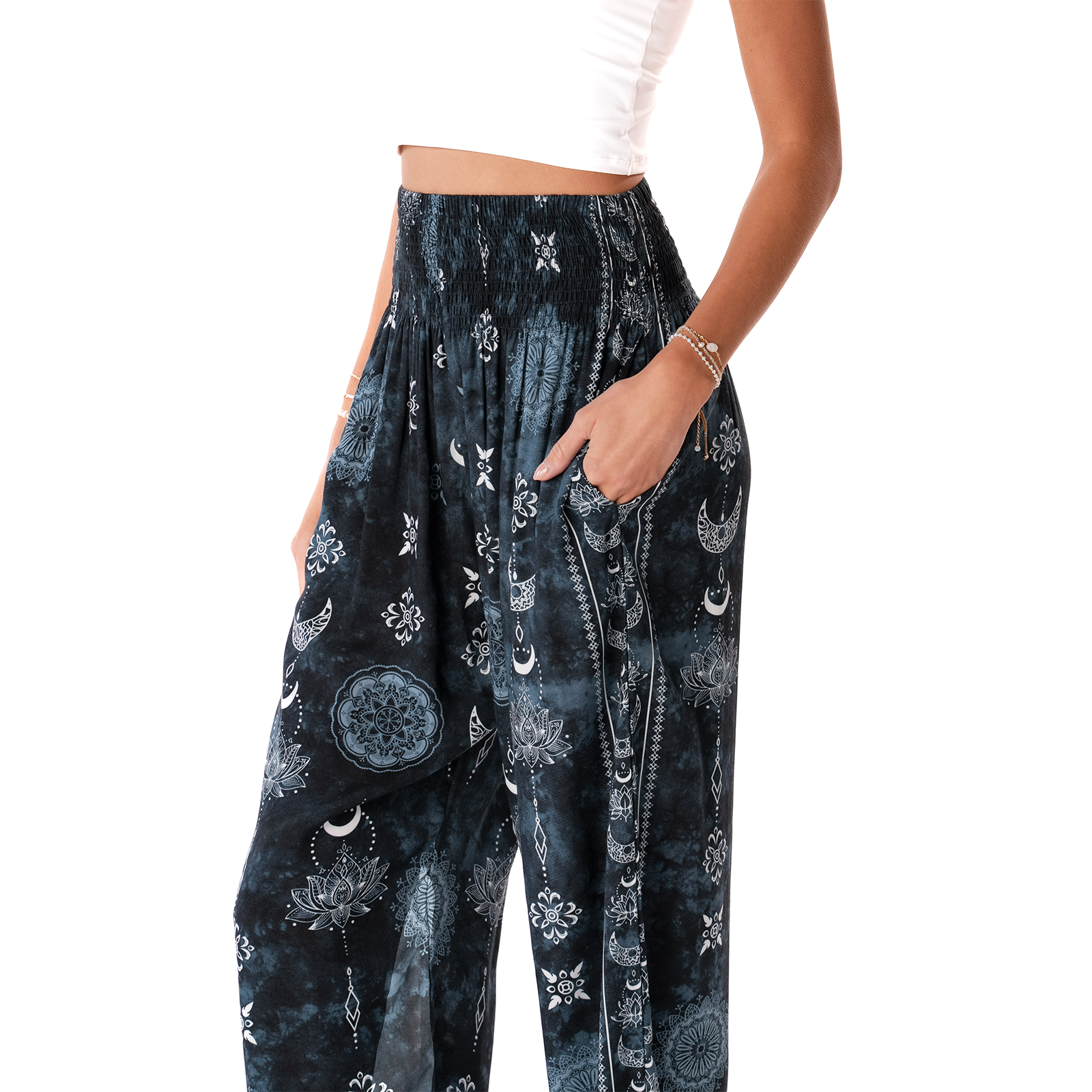 Midnight Lotus Moon Harem Pants | Lotus and Luna - LotusAndLuna