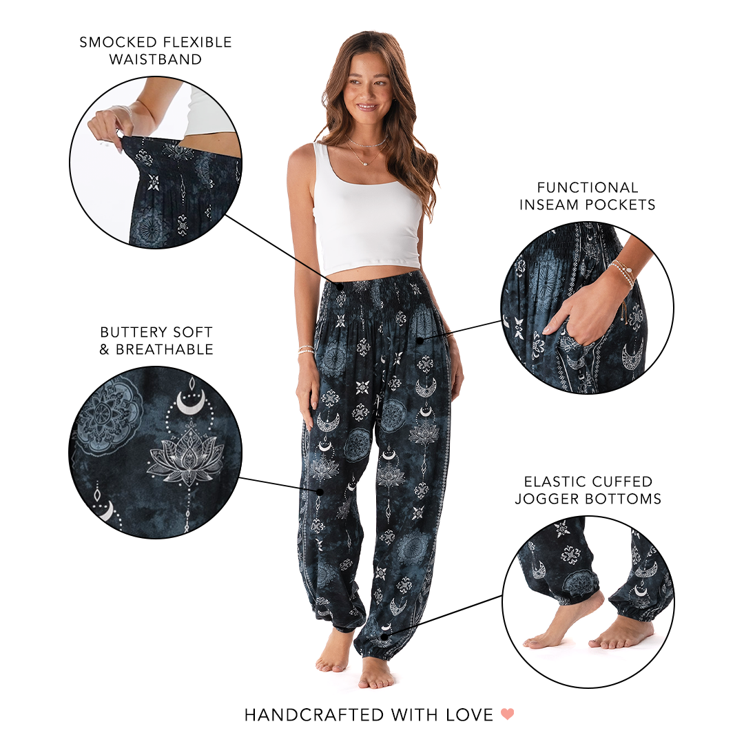 Midnight Lotus Moon Harem Pants