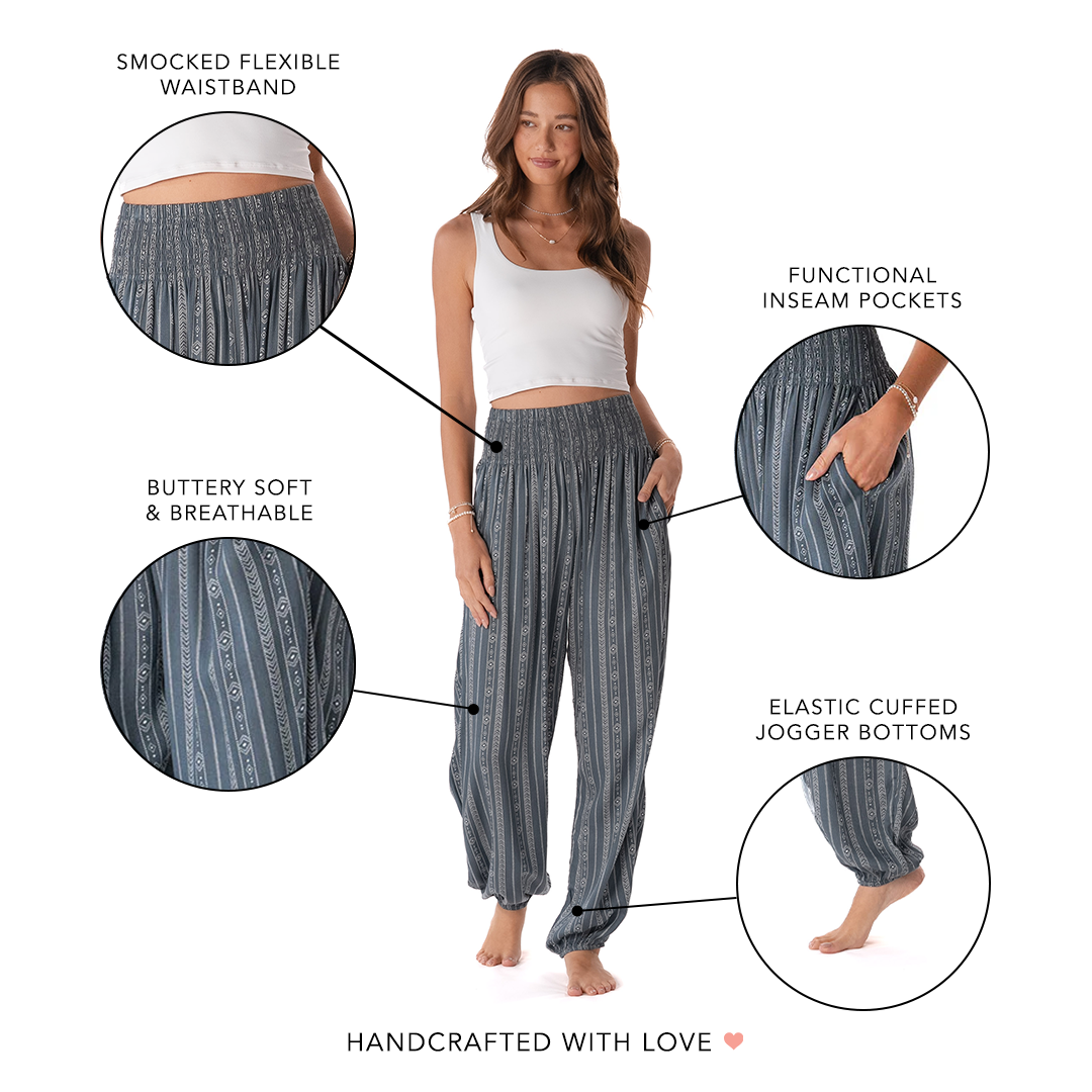 Charcoal Grey Tribal Stripe Harem Pants