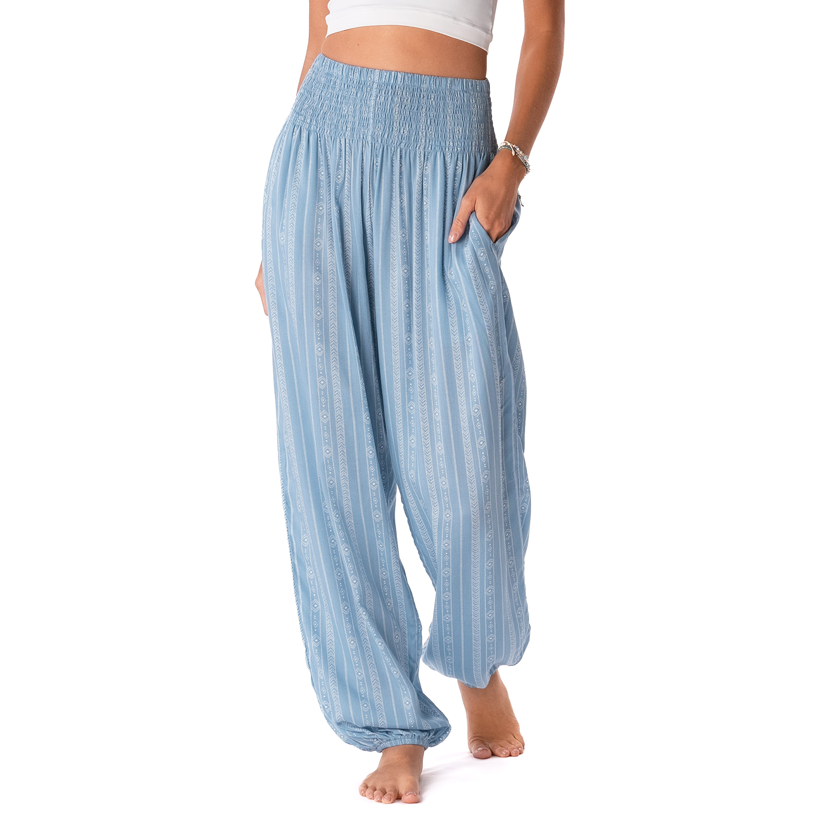Denim Blue Tribal Harem Pants
