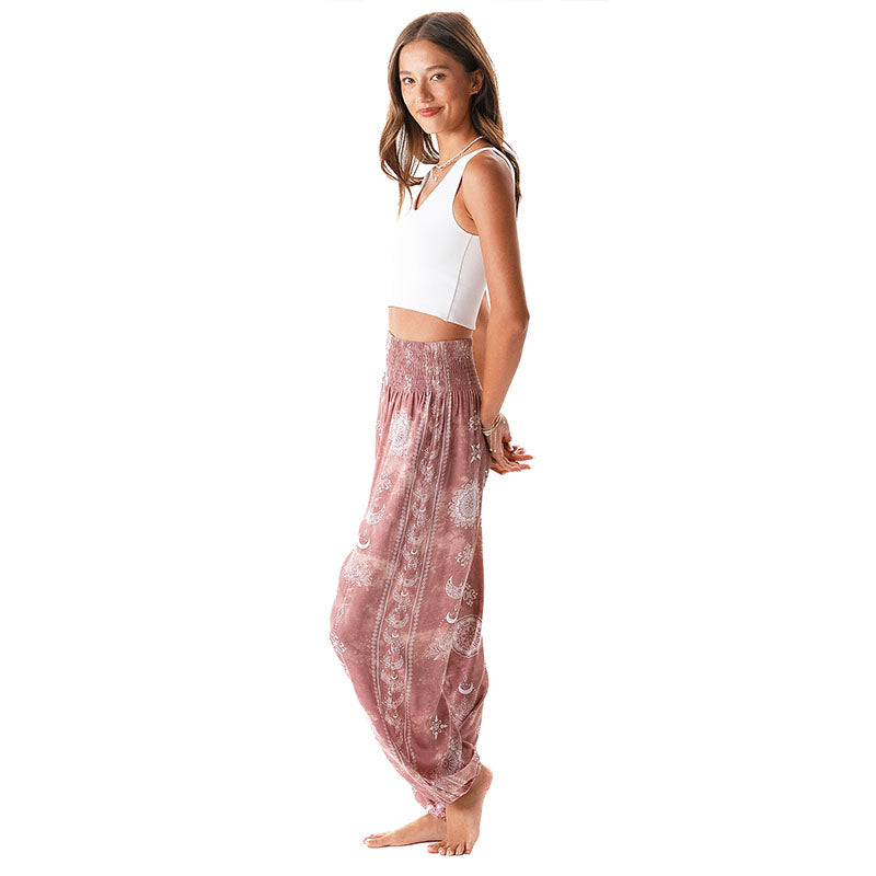 Dusty Rose Lotus Moon Harem Pants