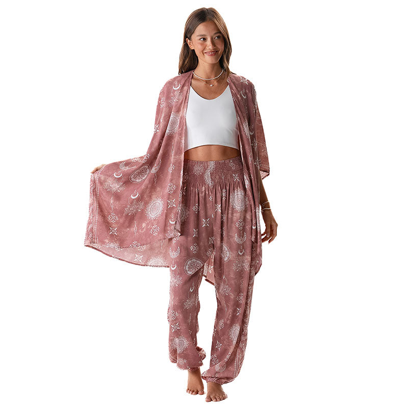 Dusty Rose Lotus Moon Kimono