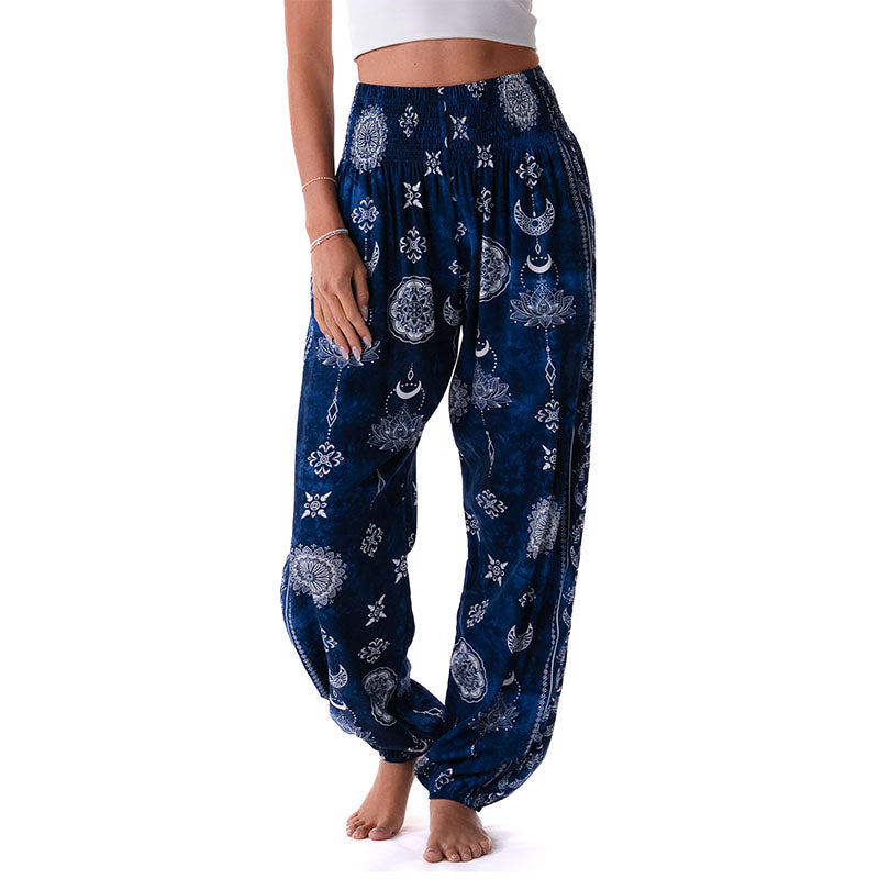 Nightfall Blue Lotus Moon Harem Pants