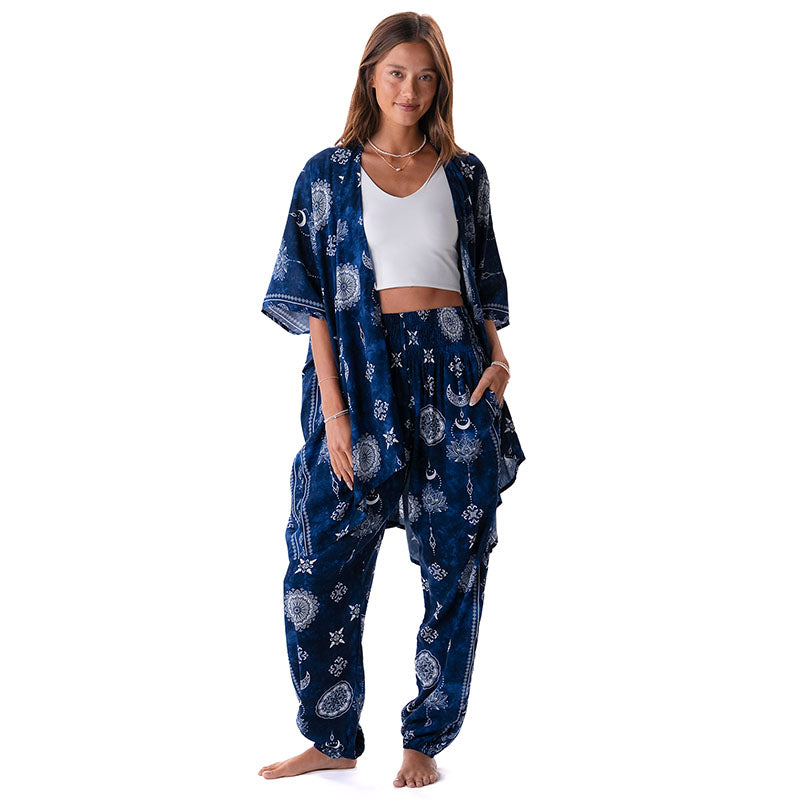 Nightfall Blue Lotus Moon Kimono
