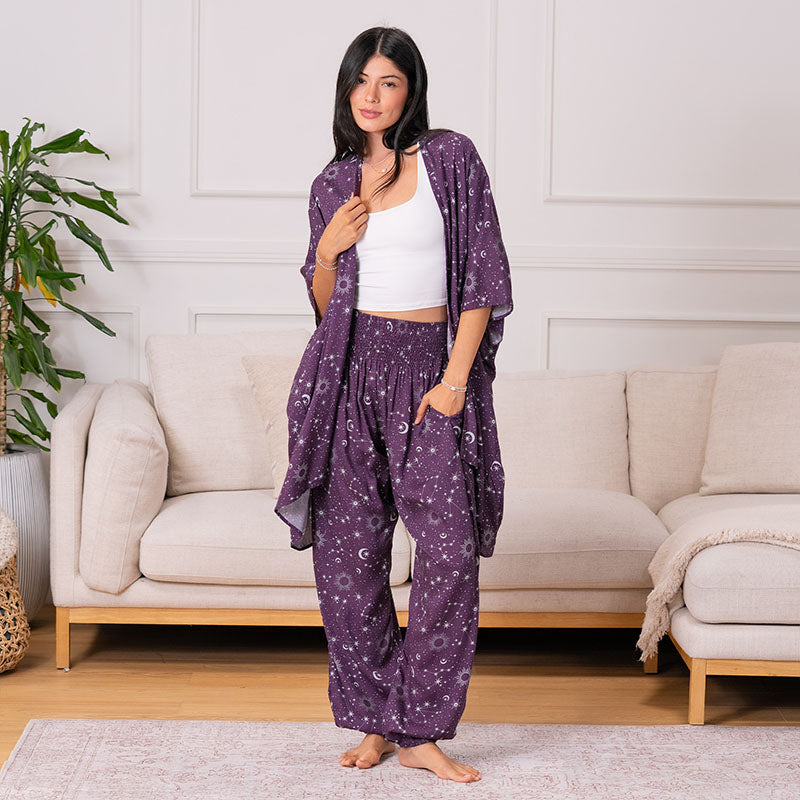 Plum Starry Night Kimono
