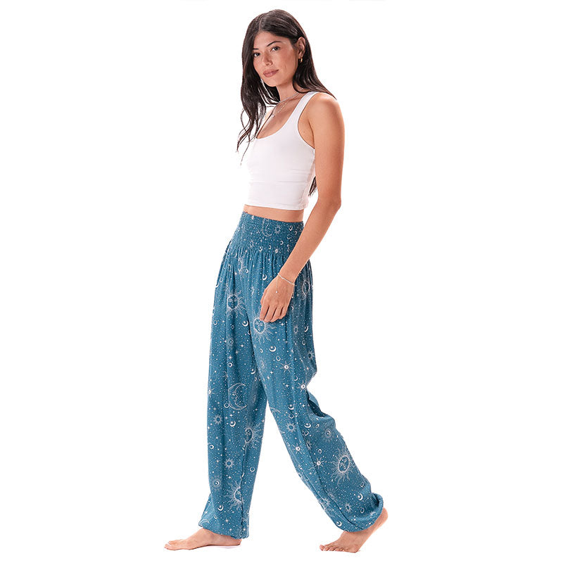 Turquoise Cosmic Sky Harem Pants - LotusAndLuna