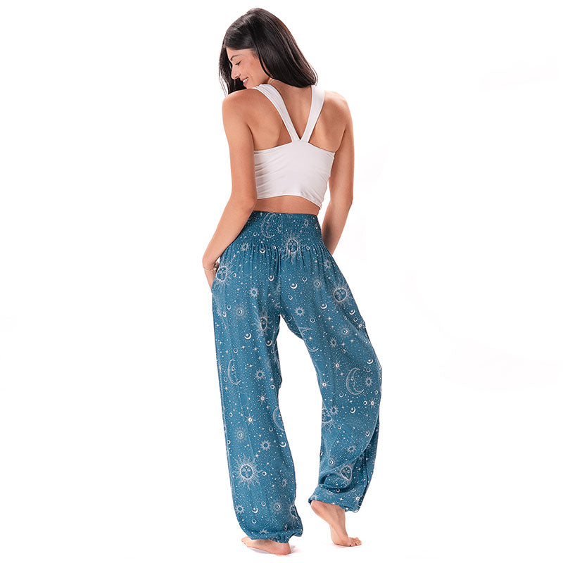 Turquoise Cosmic Sky Harem Pants