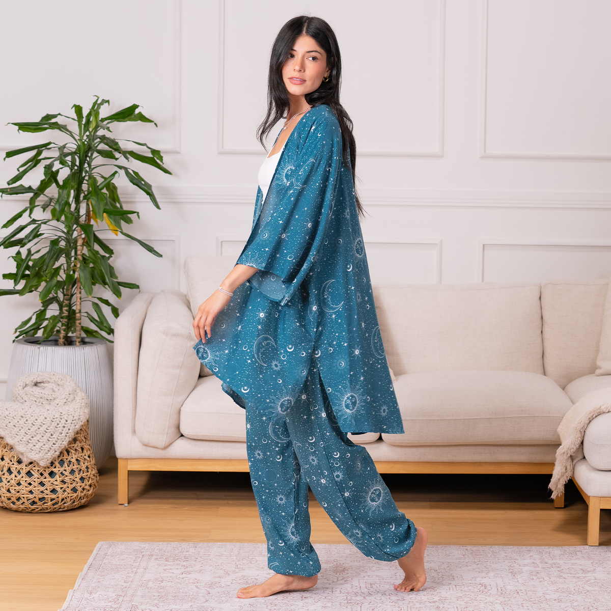 Turquoise Cosmic Sky Harem Pants