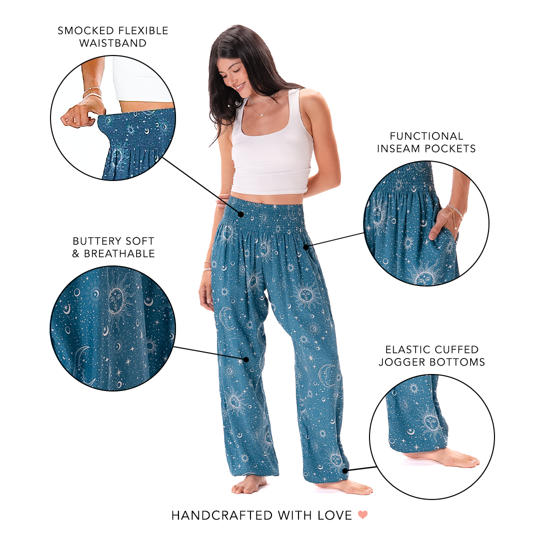 Turquoise Cosmic Sky Harem Pants - LotusAndLuna