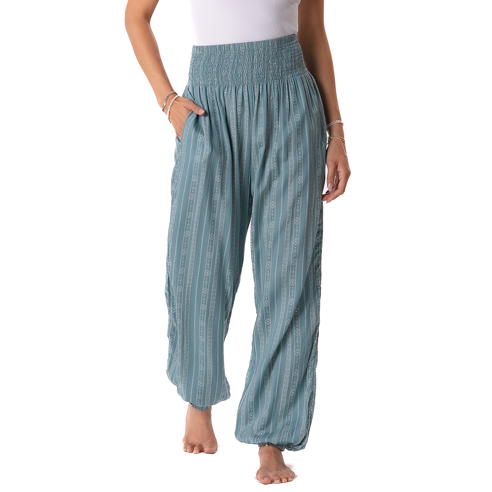 Seafoam Tribal Print Harem Pants